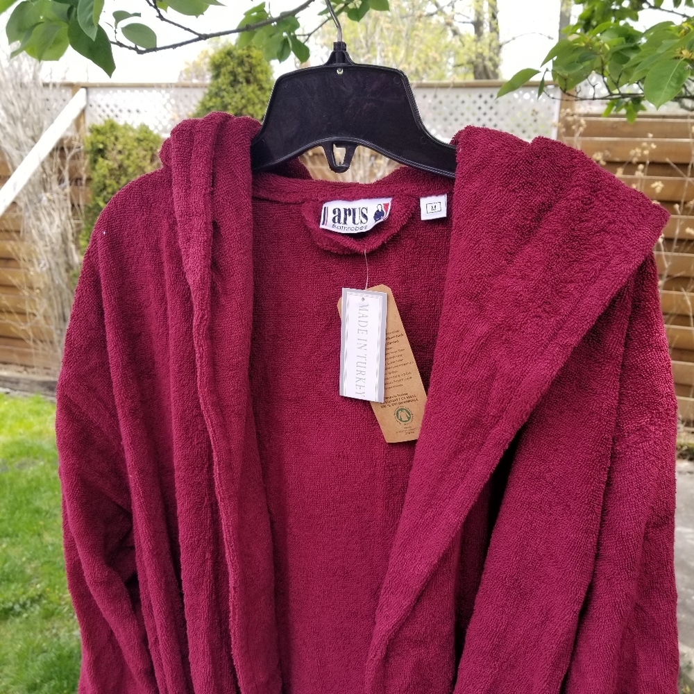 Arus Turkish Hooded Robe Cotton full length